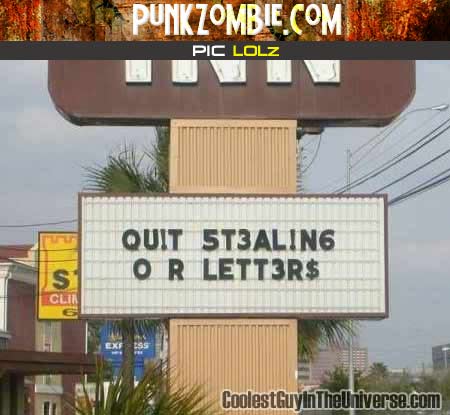  Funny Signs on Punk Zombie   Category Archive   Z   Old Funny Crap