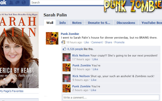 sarah palin's facebook